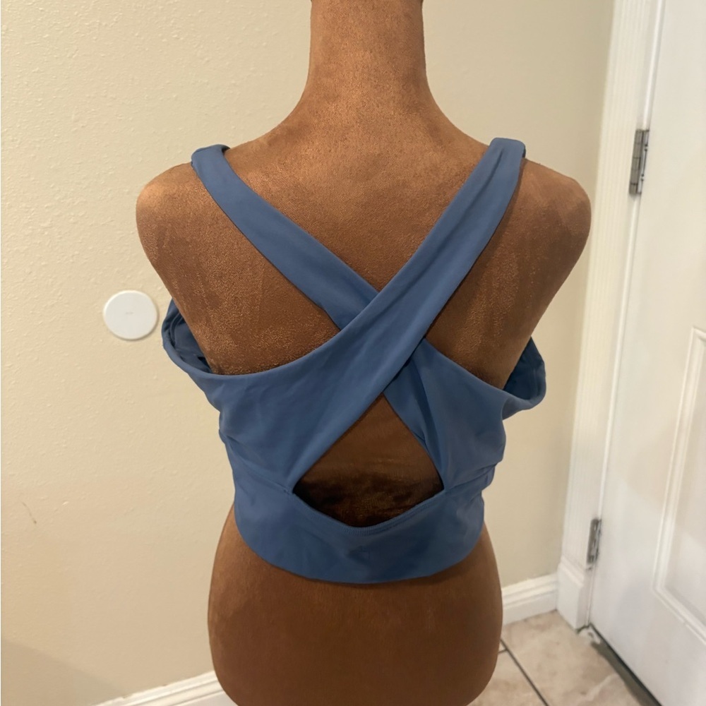 JoyLab Blue Ruched Crop Top - Picture 2 of 3